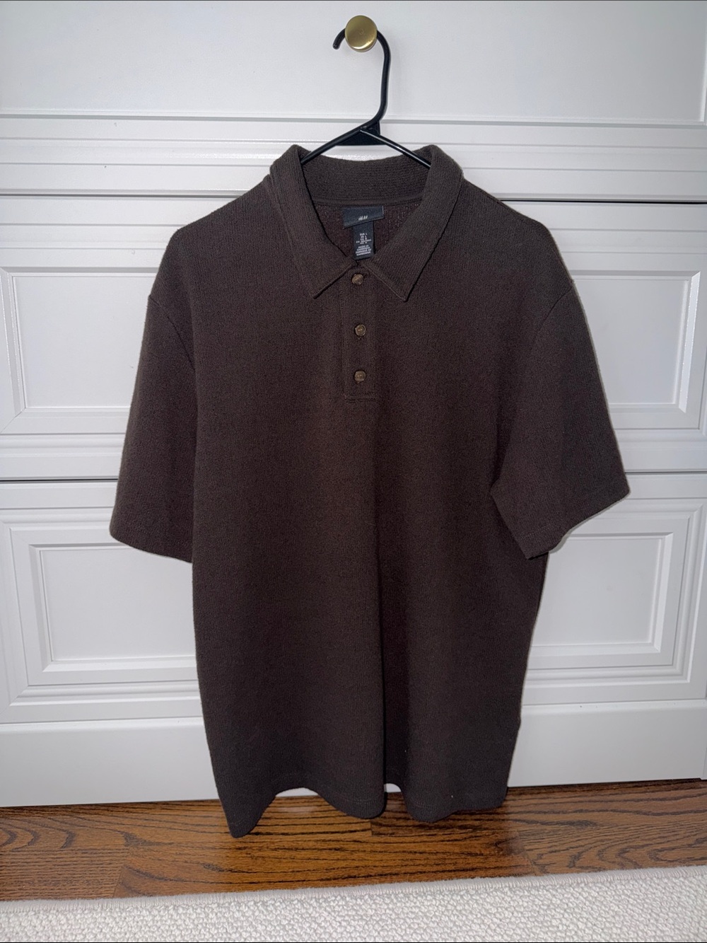 H&M Men's Brown Short-Sleeve Polo Shirt - Classic Casual